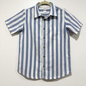 Hannah Andersson Linen Blend Ivory Blue Coastal Button Down Boys Shirt